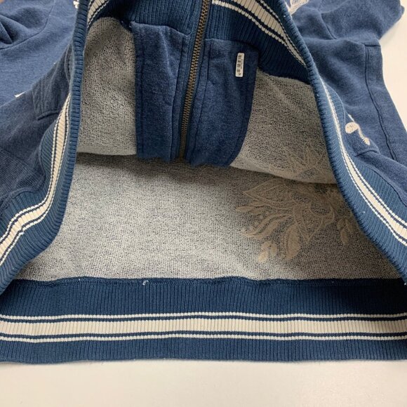 NEW Johnny Was Outerwear | Women ADDISON RIB ZIPUP SWEATSHIRT Heather Indigo - Picture 4 of 6
